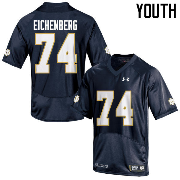 Youth #74 Liam Eichenberg Notre Dame Fighting Irish College Football Jerseys-Navy Blue